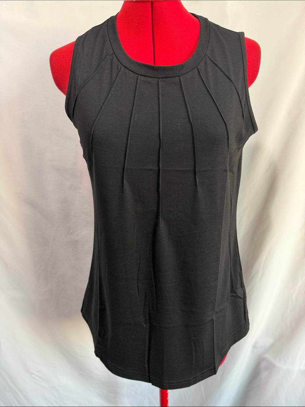 Women’s Black Pleated Front Tank Top